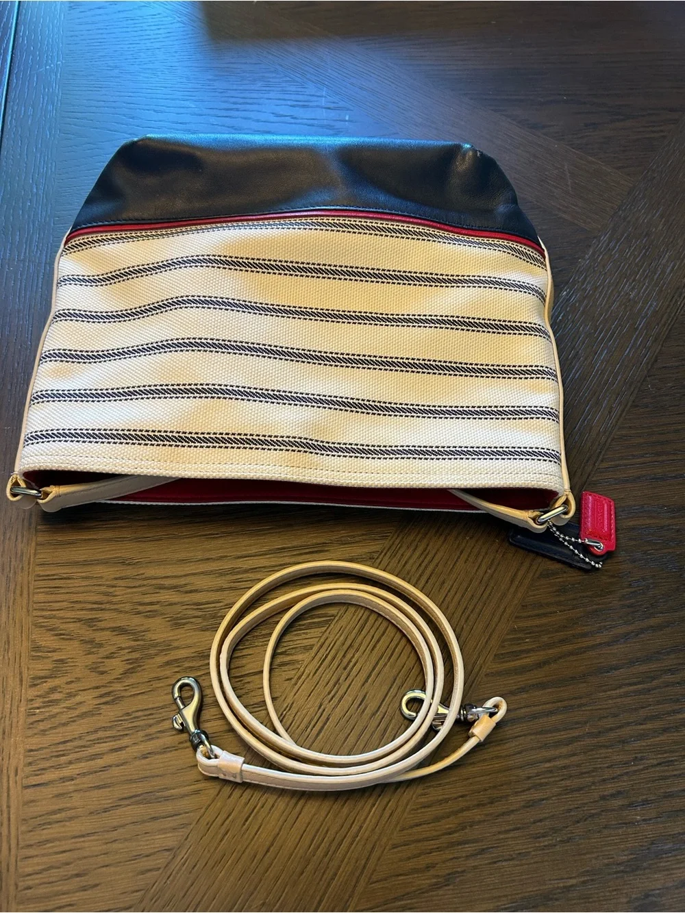 Coach x Saint James Collaboration Striped Hobo Canvas/leather accents  LIKE NEW